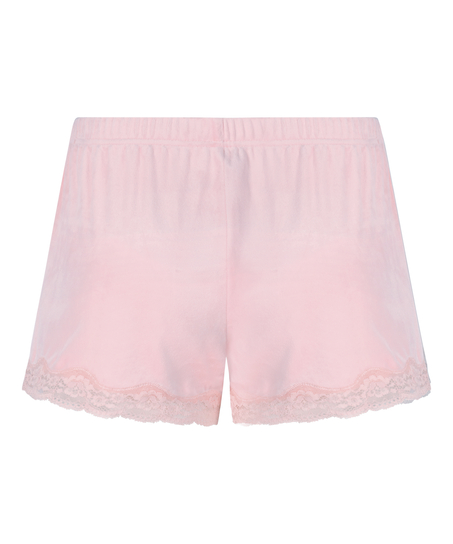 Short en velours à dentelle, Rose