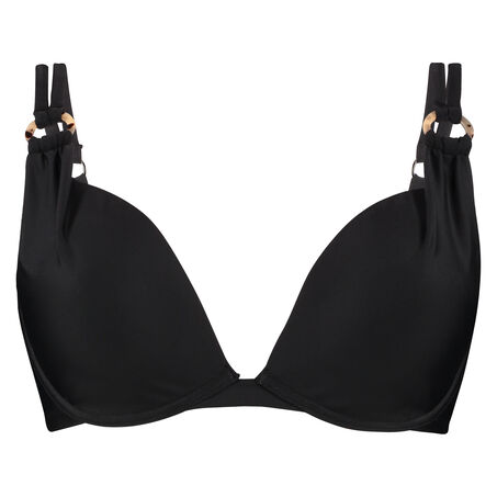 Haut de bikini &agrave; armatures pr&eacute;form&eacute; Capsule Taille E +, Noir