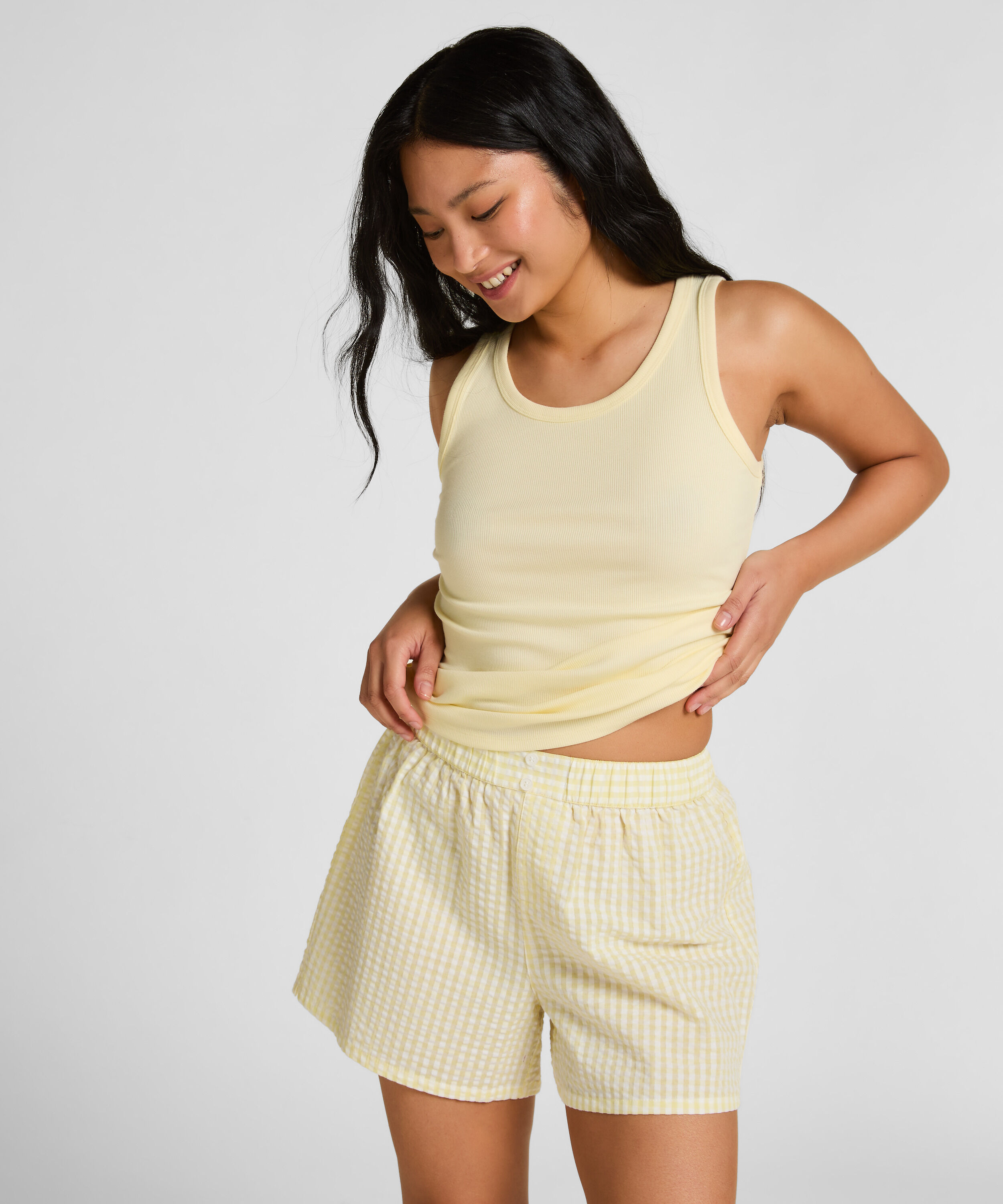 Short de Pyjama Seersucker, Jaune Short de Pyjama Seersucker, Jaune