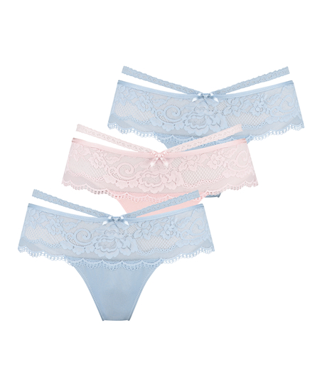 Ensemble de 3 boxers strings Quinn, Bleu