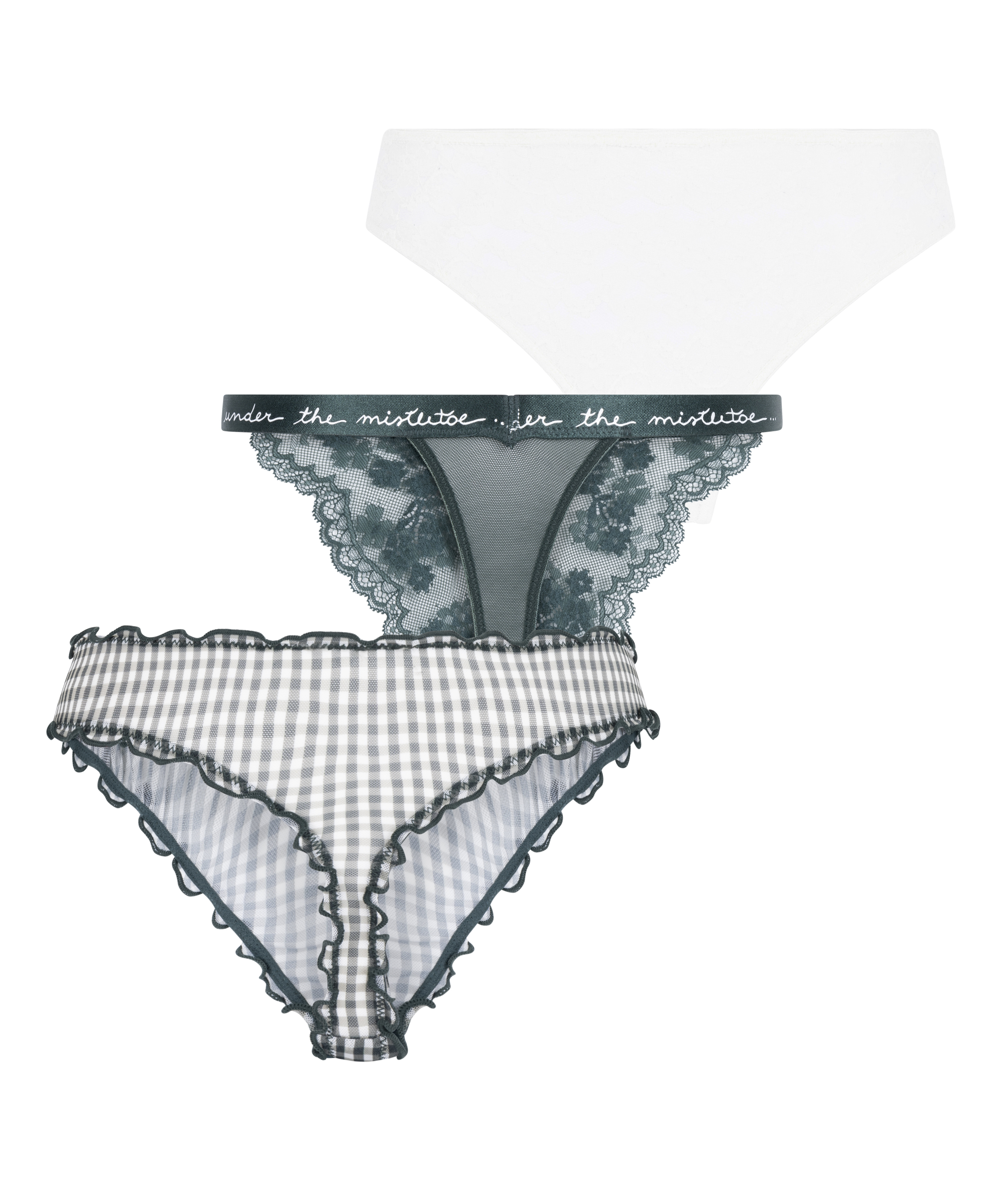 Ensemble cadeau de strings de Noël, Vert, main