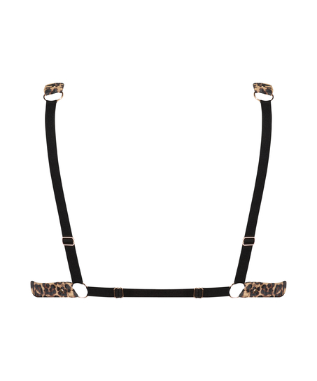 Brassi&egrave;re en satin l&eacute;opard, Noir