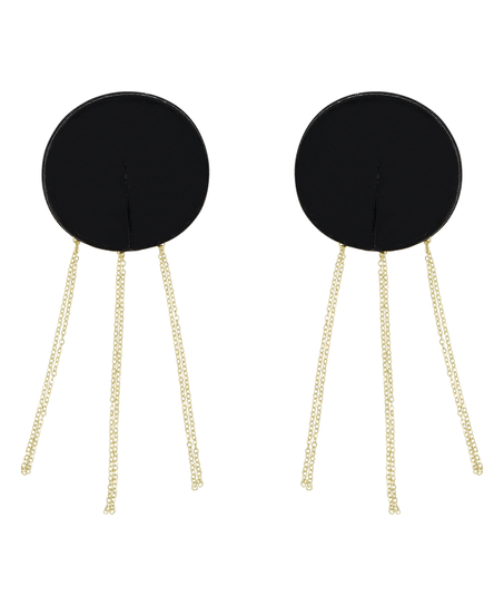 Couvre-t&eacute;tons avec cha&icirc;nes en diamant, Noir