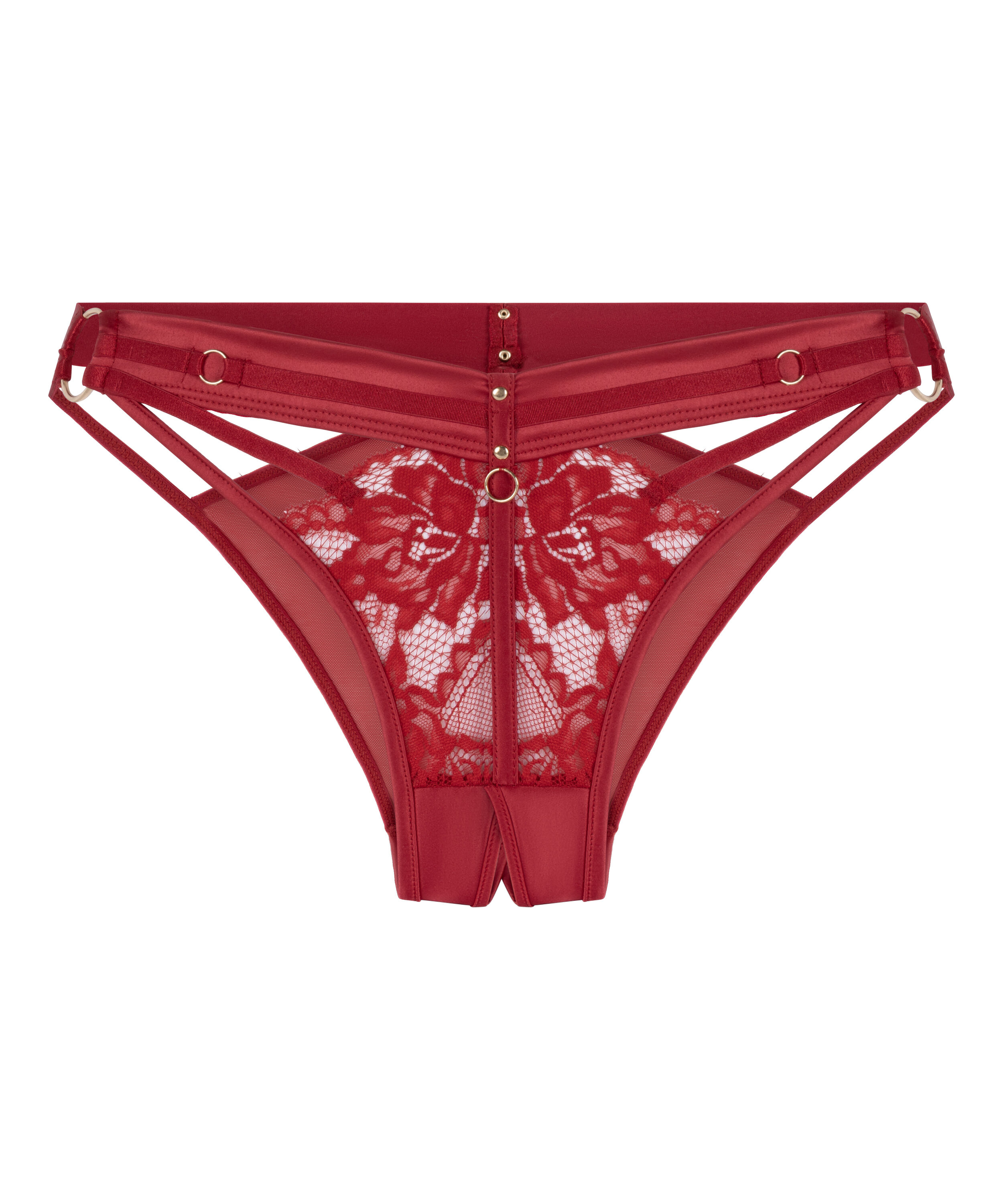 Slip brésilien ouvert à l'entrejambe Emmeline, Rouge Slip brésilien ouvert à l'entrejambe Emmeline, Rouge