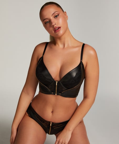 Soutien-gorge à armatures push-up préformé longline Talia, Noir
