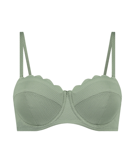 Haut de bikini sans bretelles préformé à armatures Scallop Taille E +, Vert