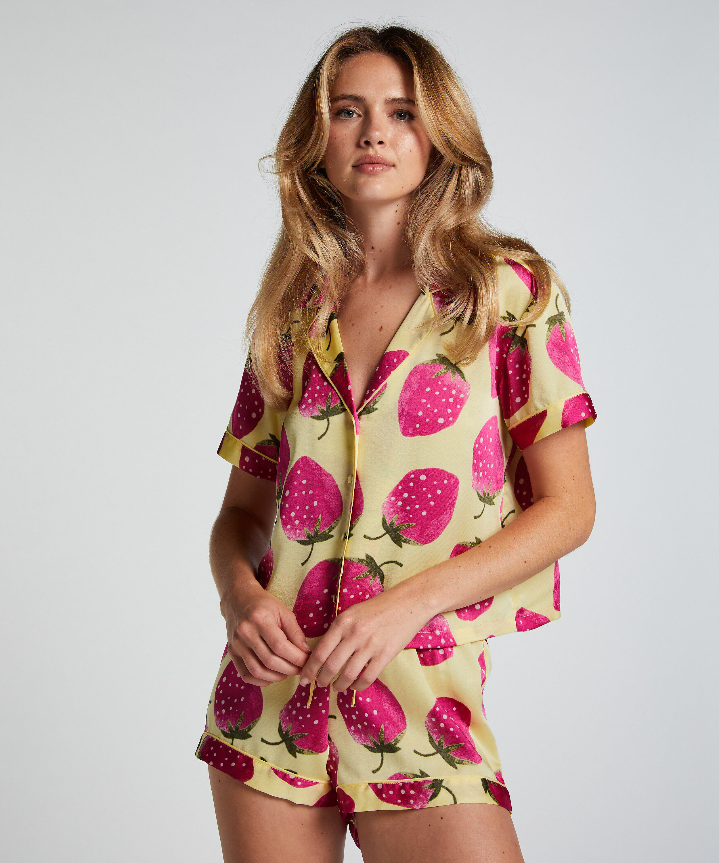 Short de pyjama Satin, Jaune