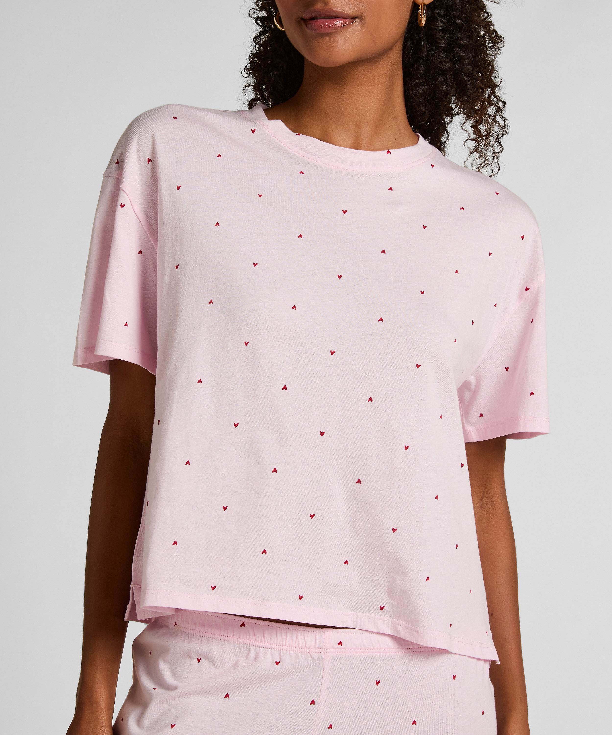 Pyjama en coton imprimé, Rose, main