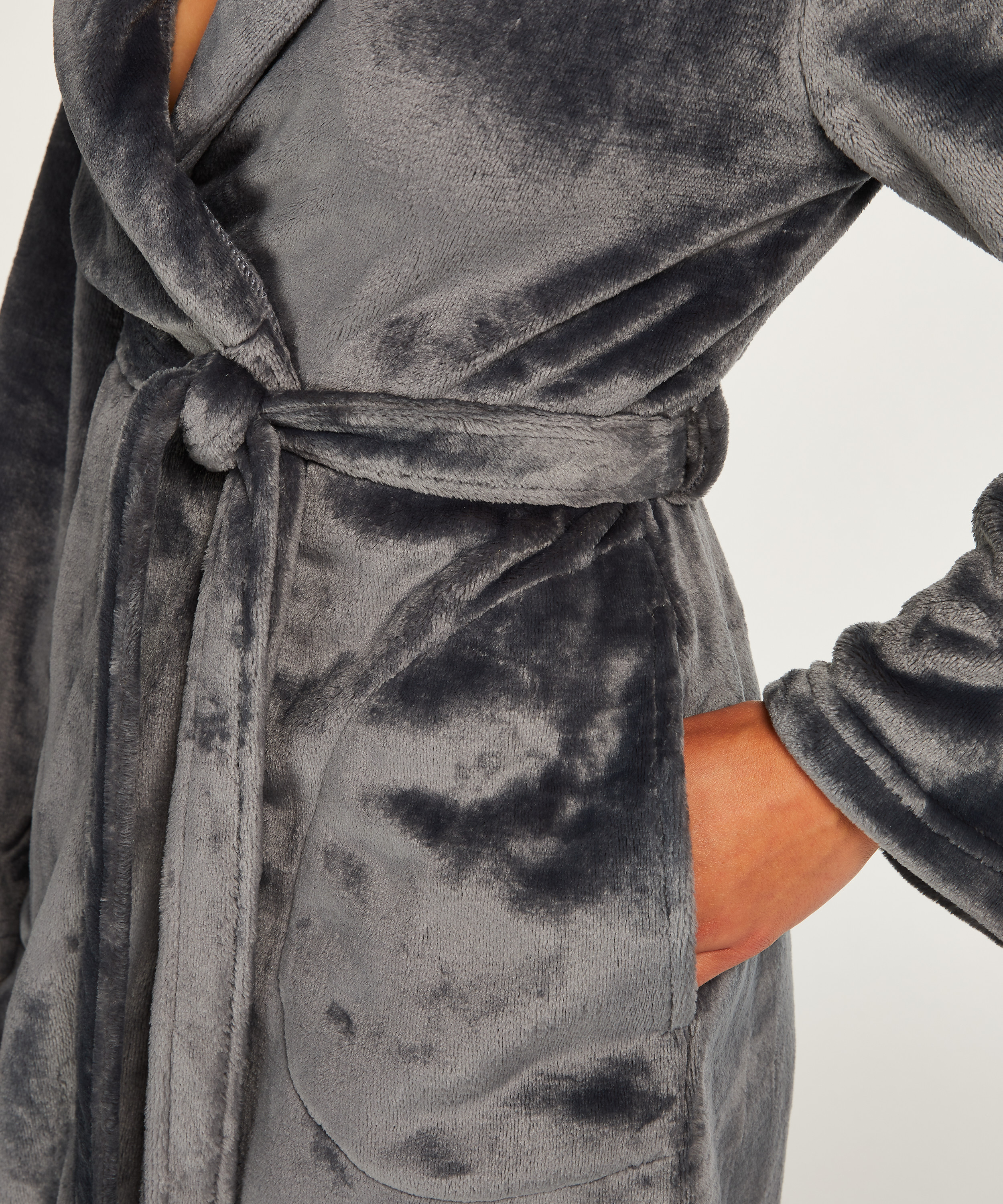 Peignoir court Fleece, Bleu, main