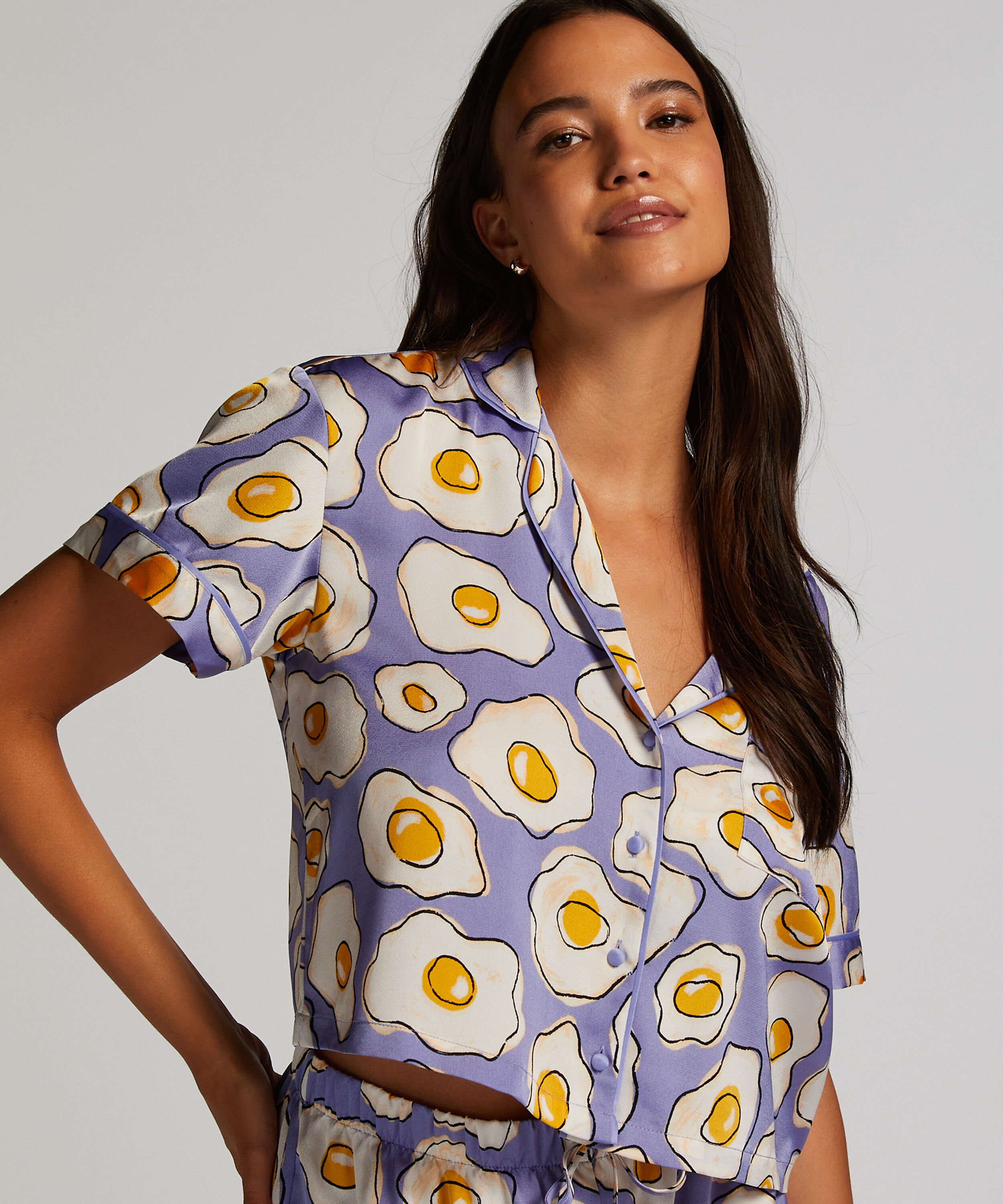 Veste à manches courtes en satin, Violet