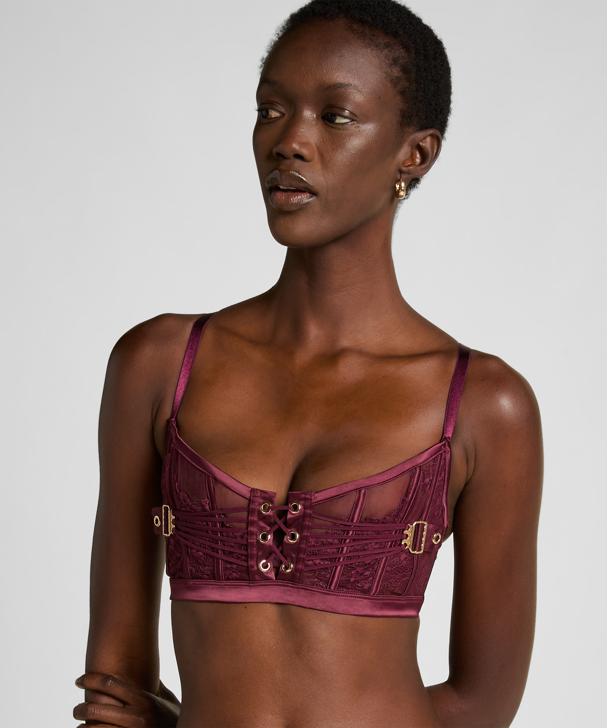 Soutien-gorge non rembourré longline Avela, Rouge, main