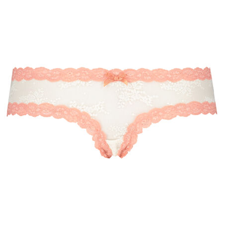 Slip br&eacute;silien V-shape Floral Mesh, Blanc