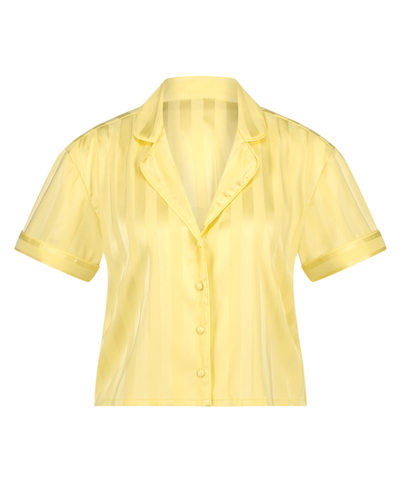 Veste à manches courtes en satin, Jaune