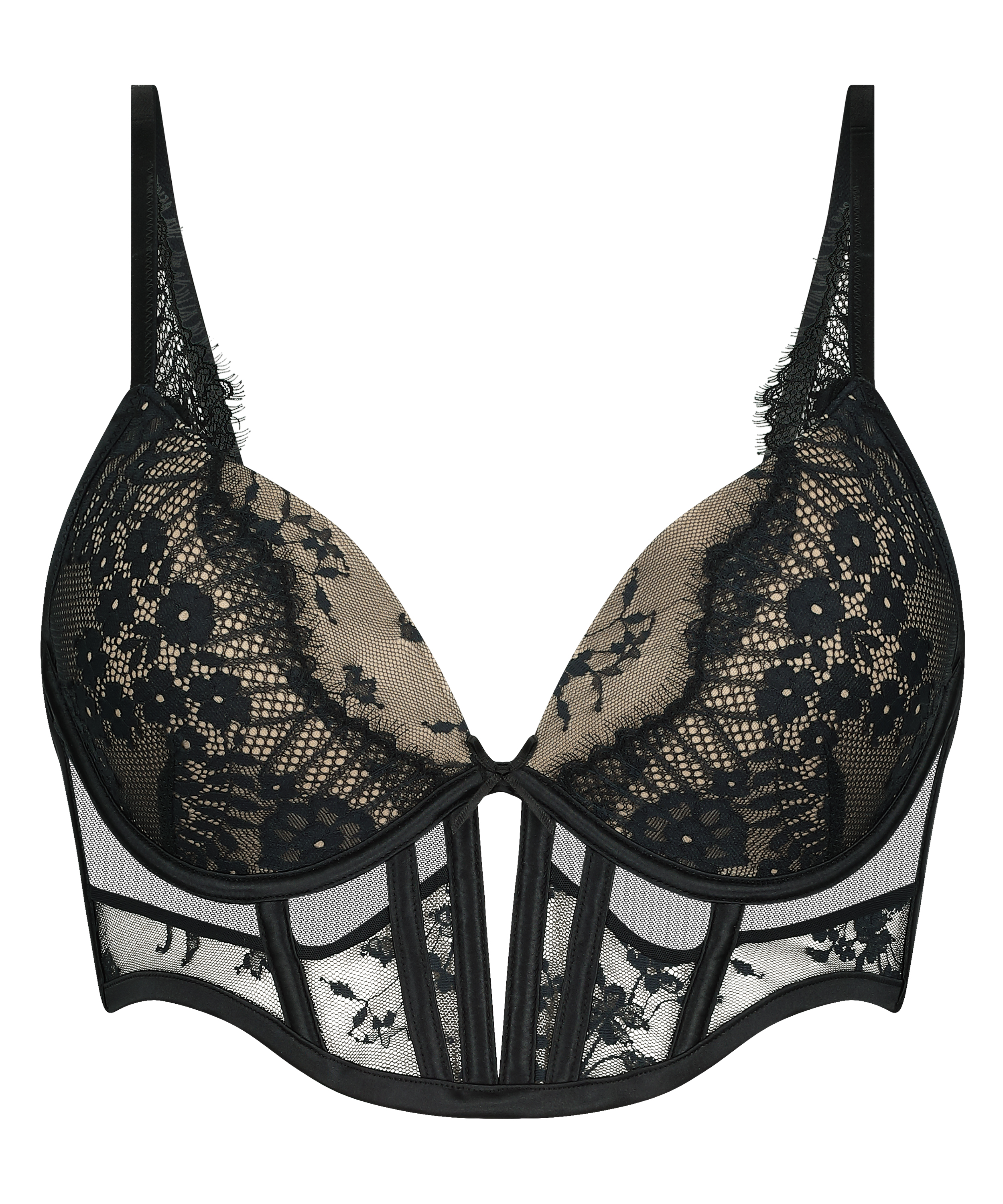 Soutien-gorge à armatures longline push-up préformé Daphne, Noir, main