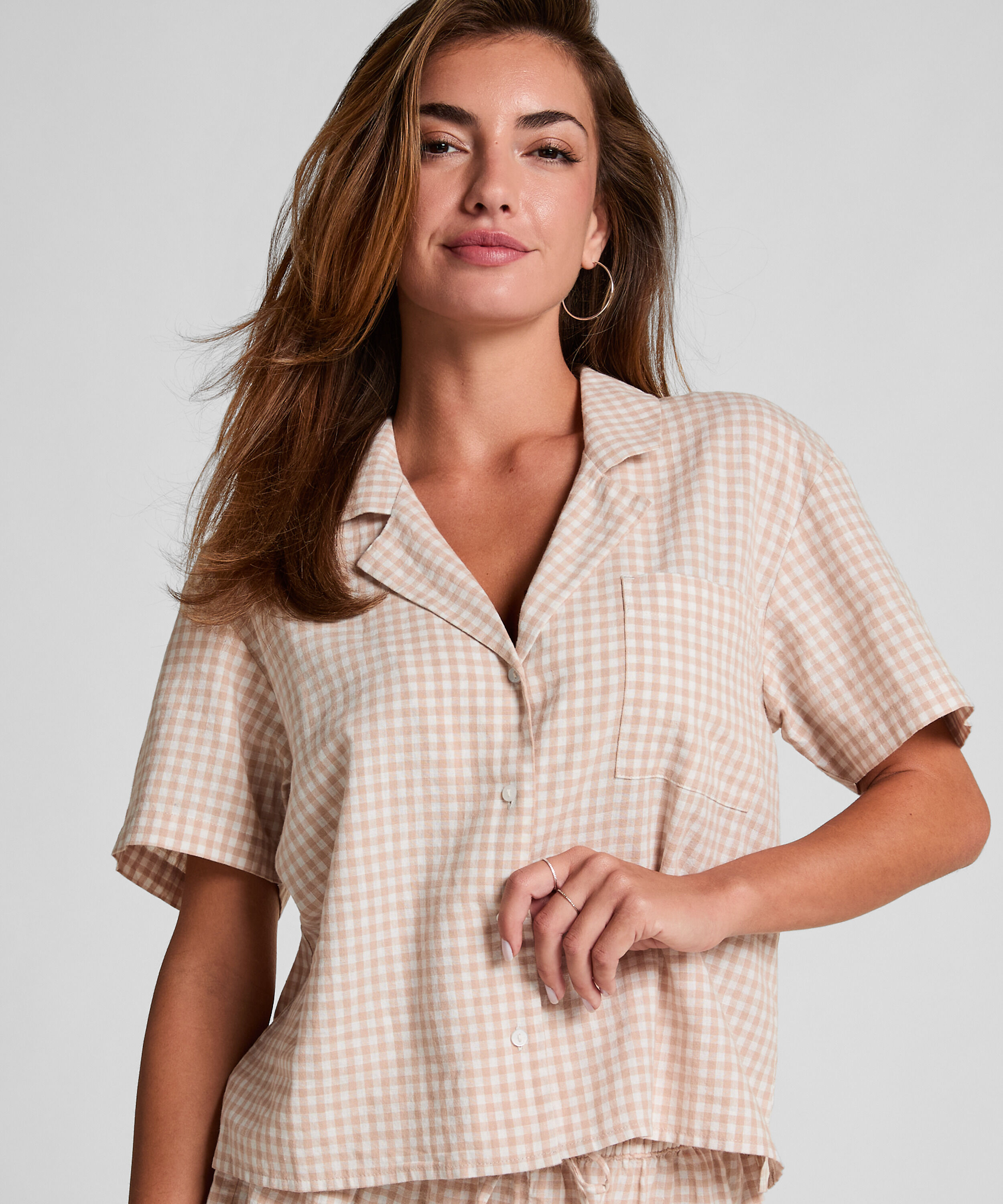 Veste en lin à carreaux, Blanc