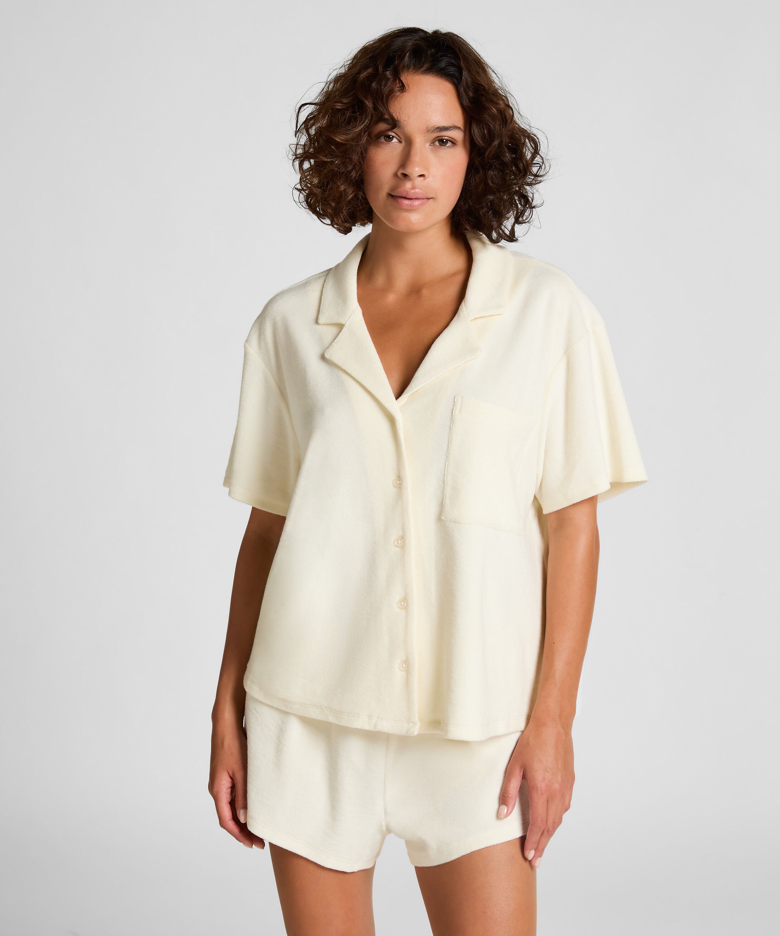 Chemise boutonnée en tissu éponge