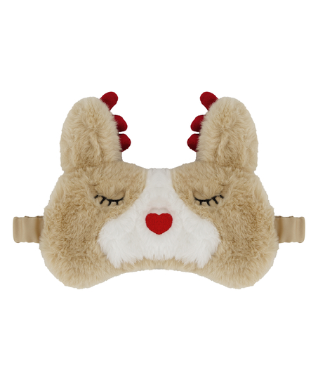 Masque de nuit fausse fourrure, Beige