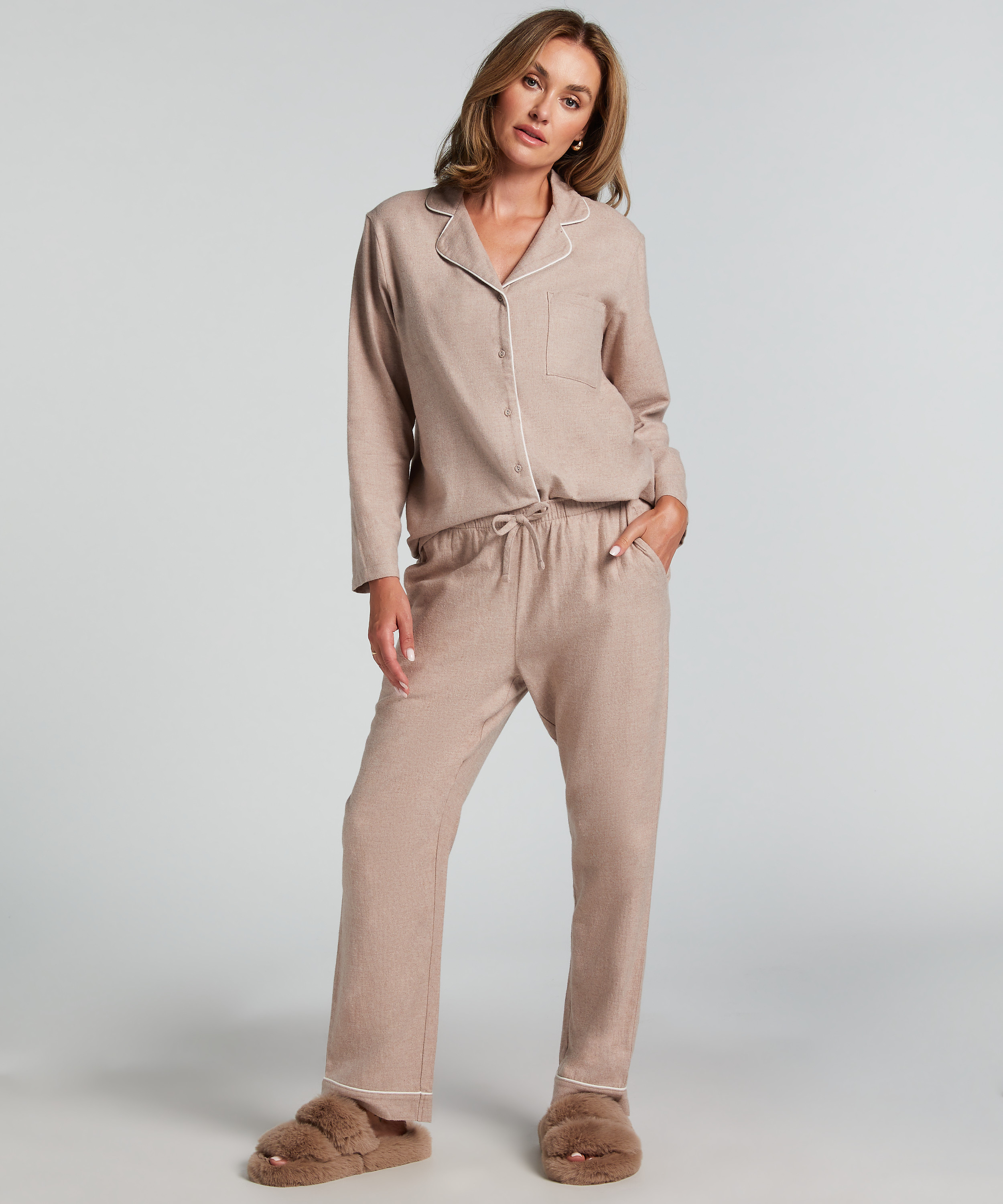 Pantalon de Pyjama Flanel, Beige, main