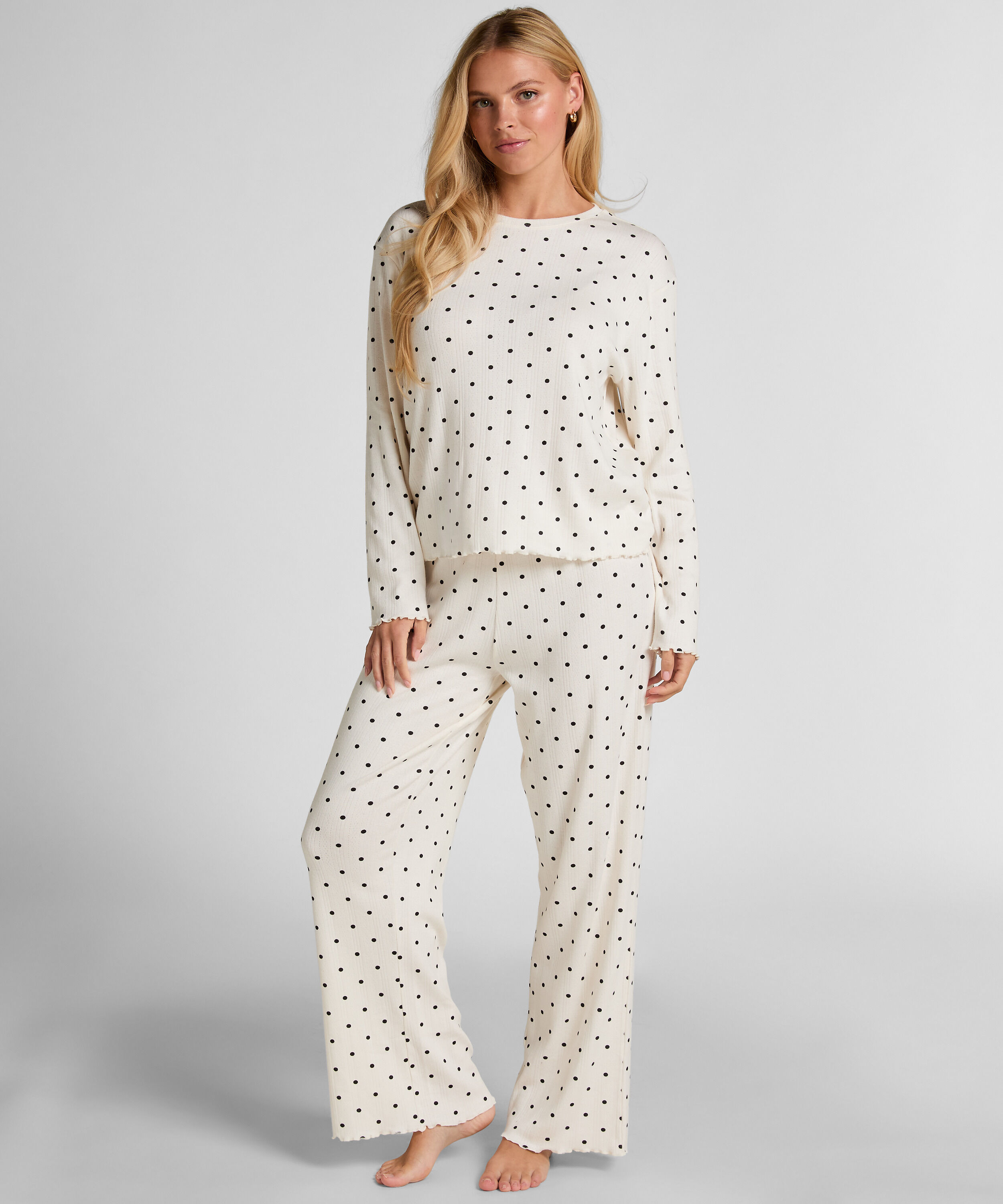 Pyjama Pant Loose Pointelle, Blanc Pyjama Pant Loose Pointelle, Blanc