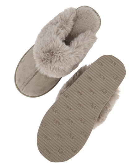 Pantoufles mules Teddy, Marron