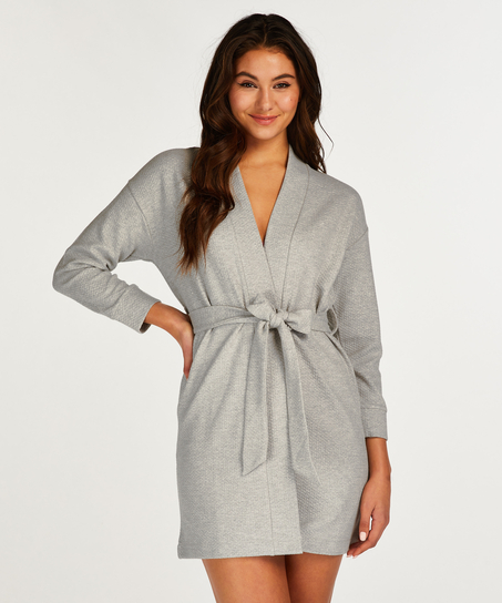 Peignoir court en Jacquard, Gris