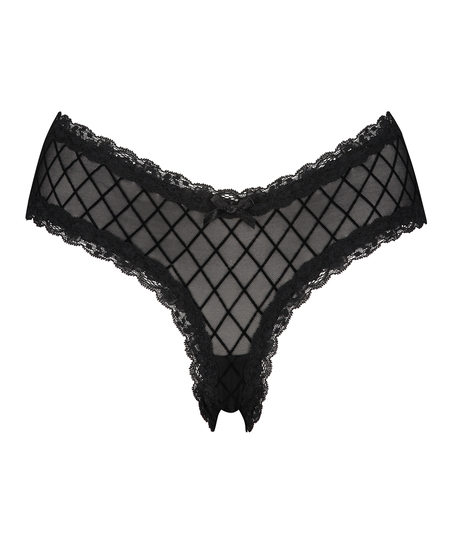 Slip brésilien V-shape mesh, Noir