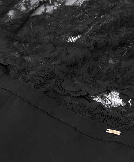 Combinaison en dentelle et satin Gabriel, Noir