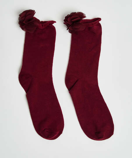 Chaussettes Flower, Rouge