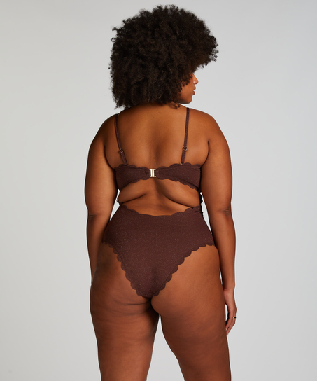 Maillot de bain Bandeau Scallop, marron