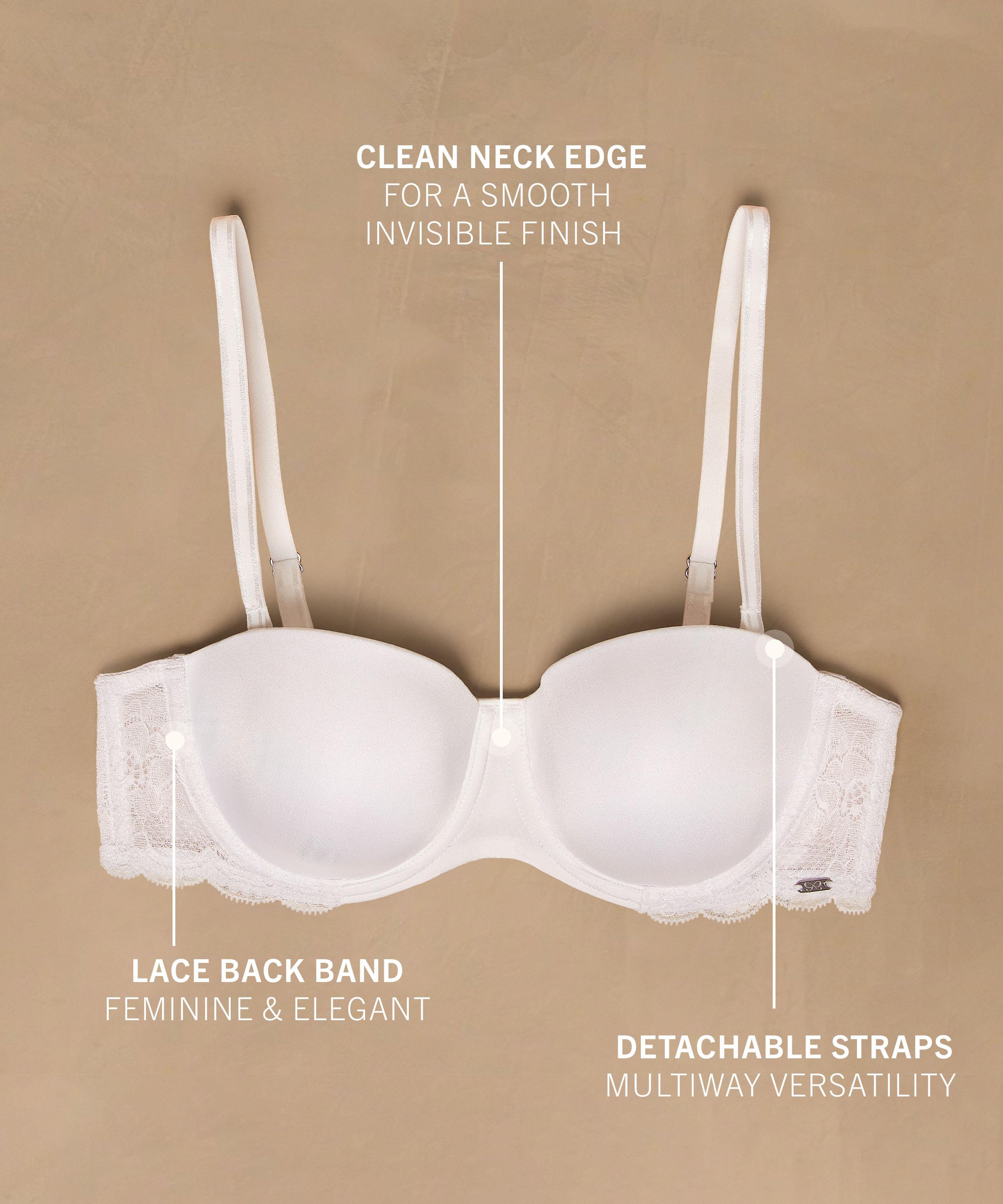 Soutien-gorge à armatures préformé sans bretelles Angie, Blanc, main
