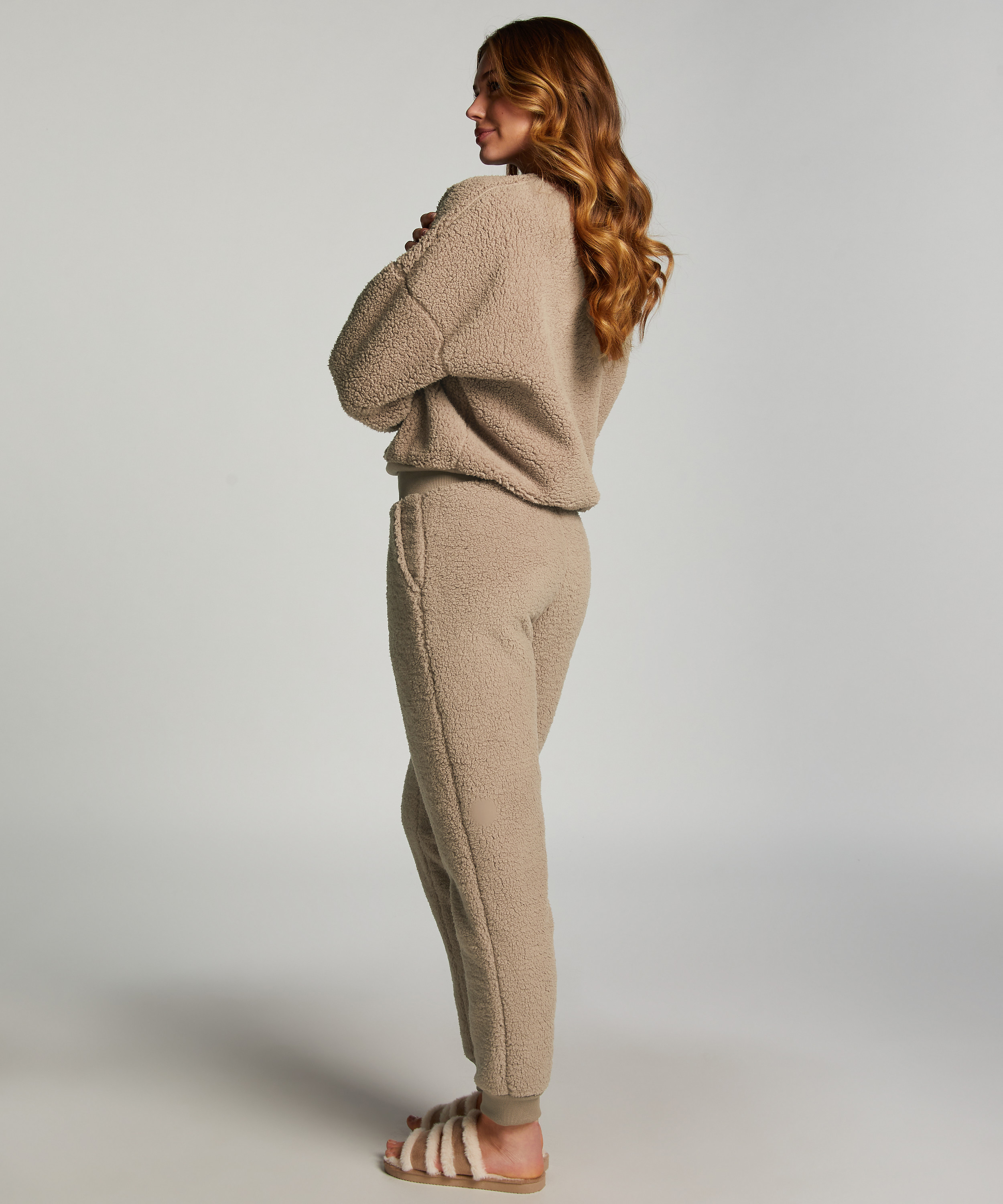 Pantalon de jogging polaire, Marron, main