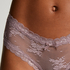 Slip brésilien V-shape Floral Mesh, Violet