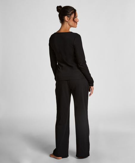 Pantalon de pyjama Pointelle, Noir