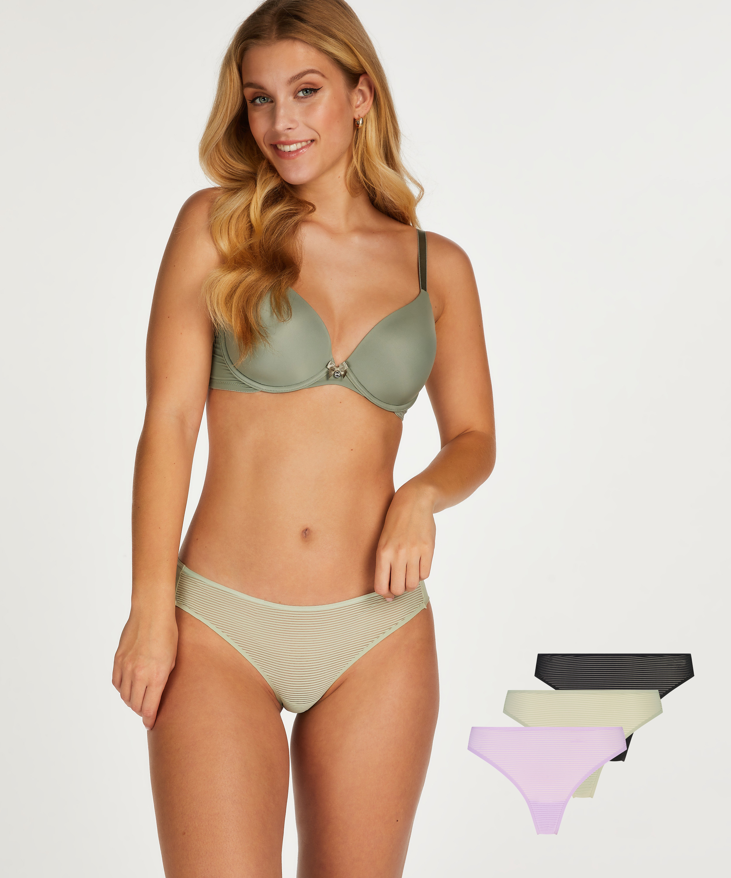 Lot de 3 tanga Invisible bande maille, Violet, main