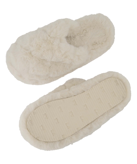 Pantoufles Fake Fur, Blanc