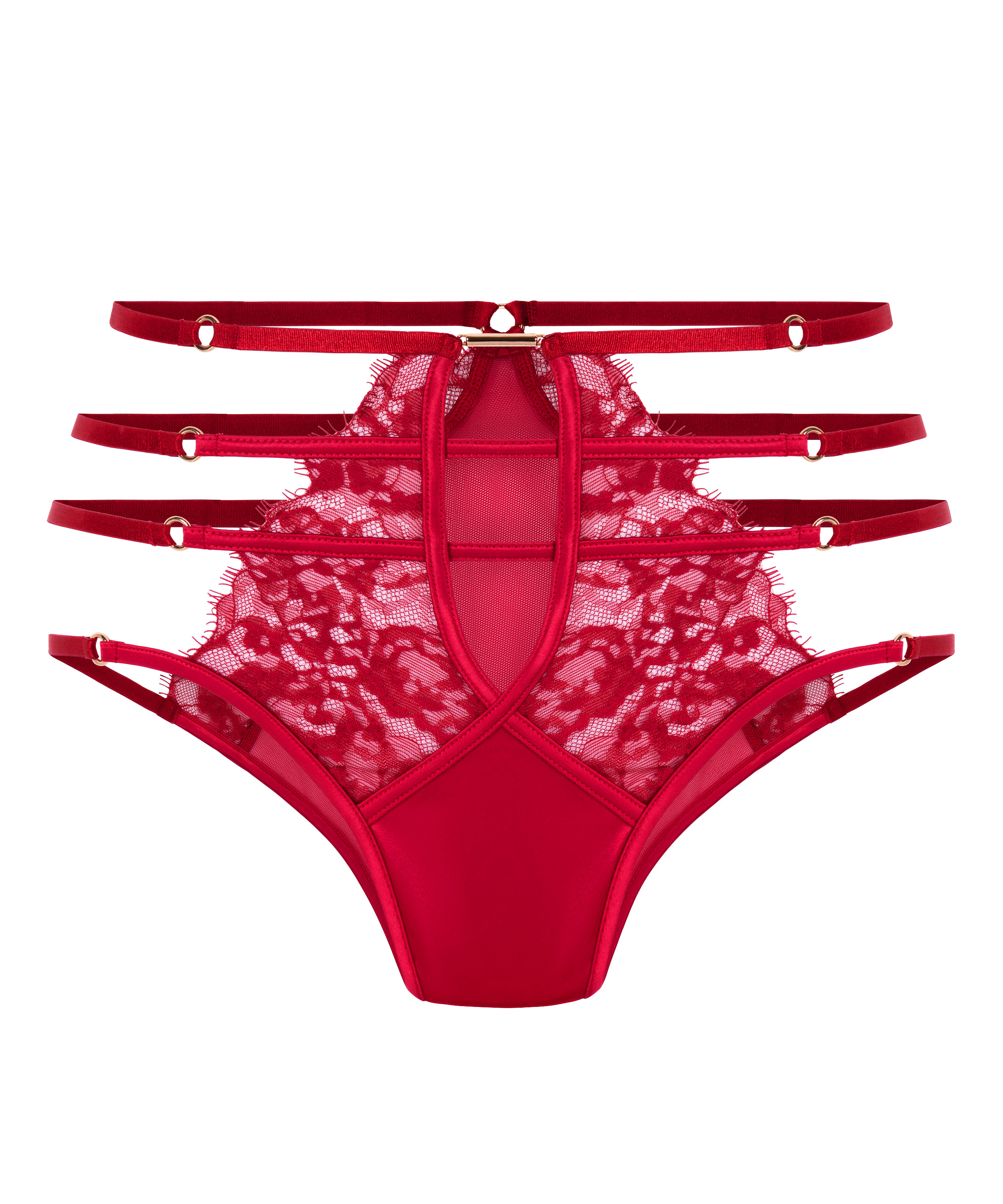 Culotte brésilienne jambe et taille haute Noeki, Rouge, main