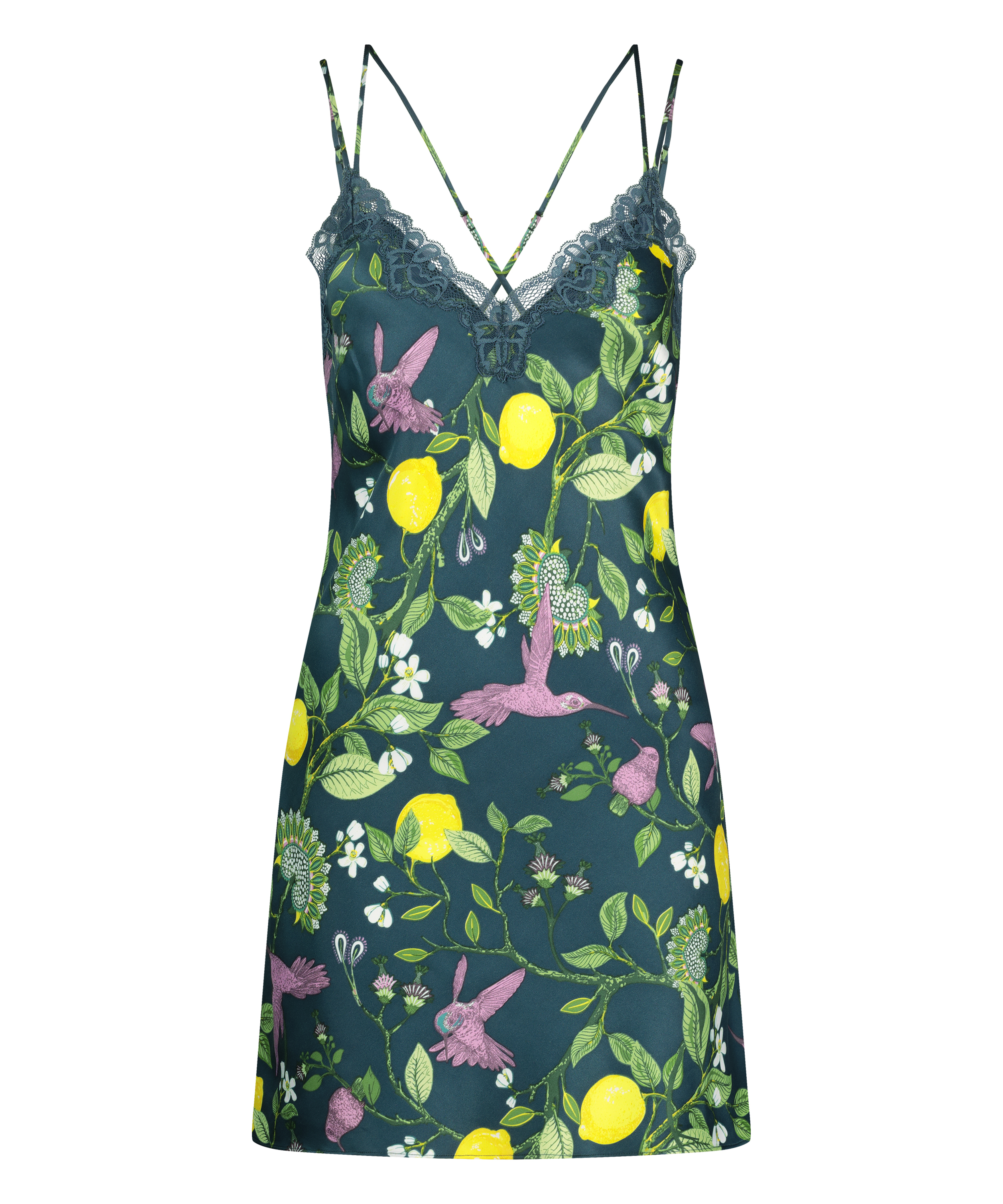 Nuisette en satin, Bleu, main