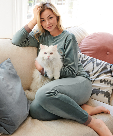 Pantalon de jogging en velours lurex, Vert