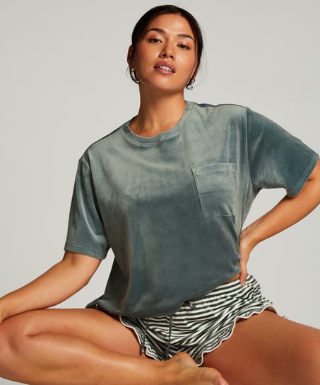 Top Velours Pocket, Vert