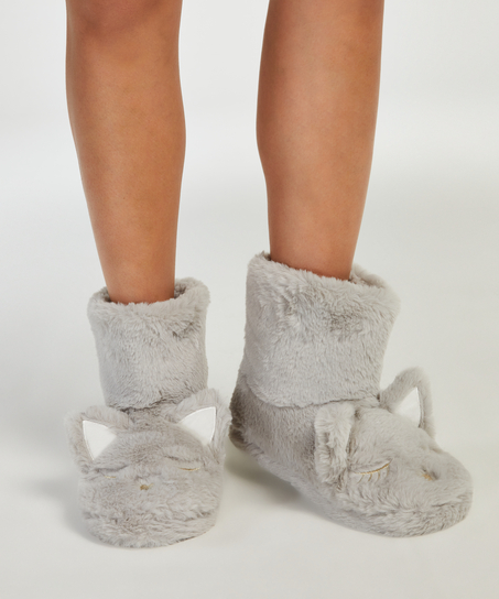 Pantoufles Chat, Gris