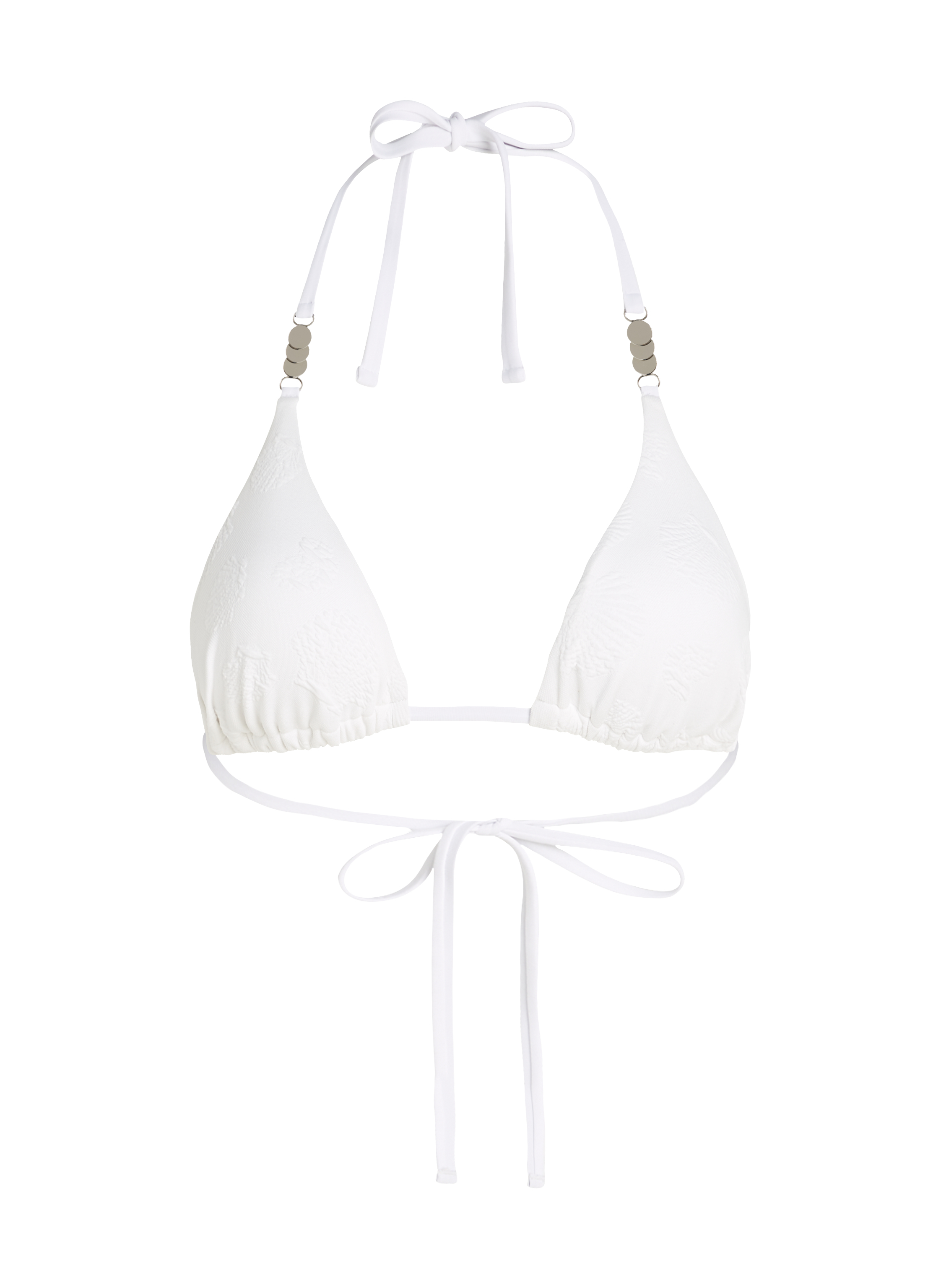 Haut de bikini triangle coquillage, Blanc, main