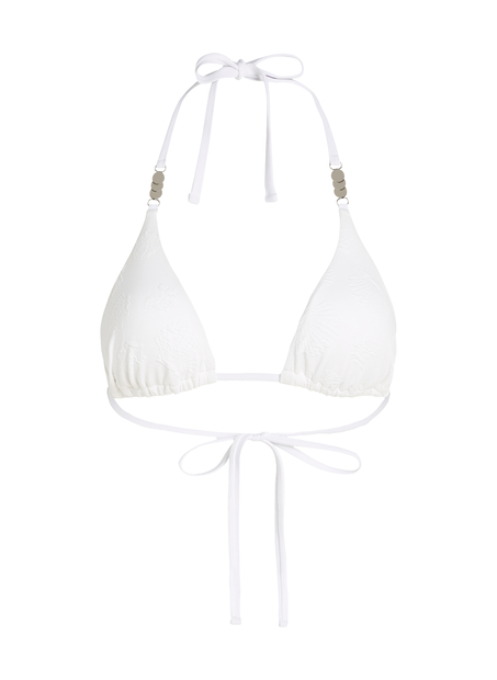 Haut de bikini triangle coquillage, Blanc