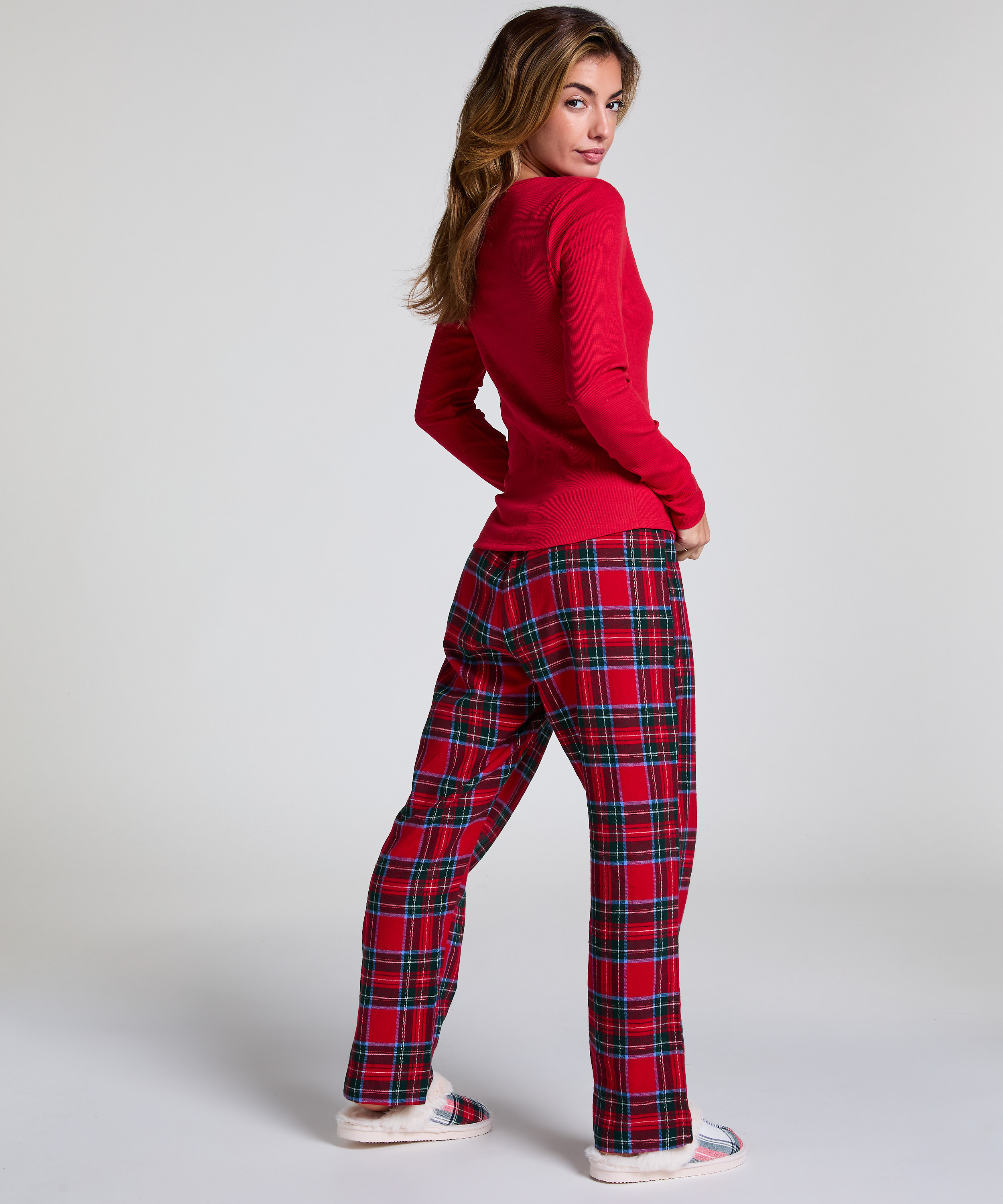 Top à encolure en V à manches longues, Rouge, main