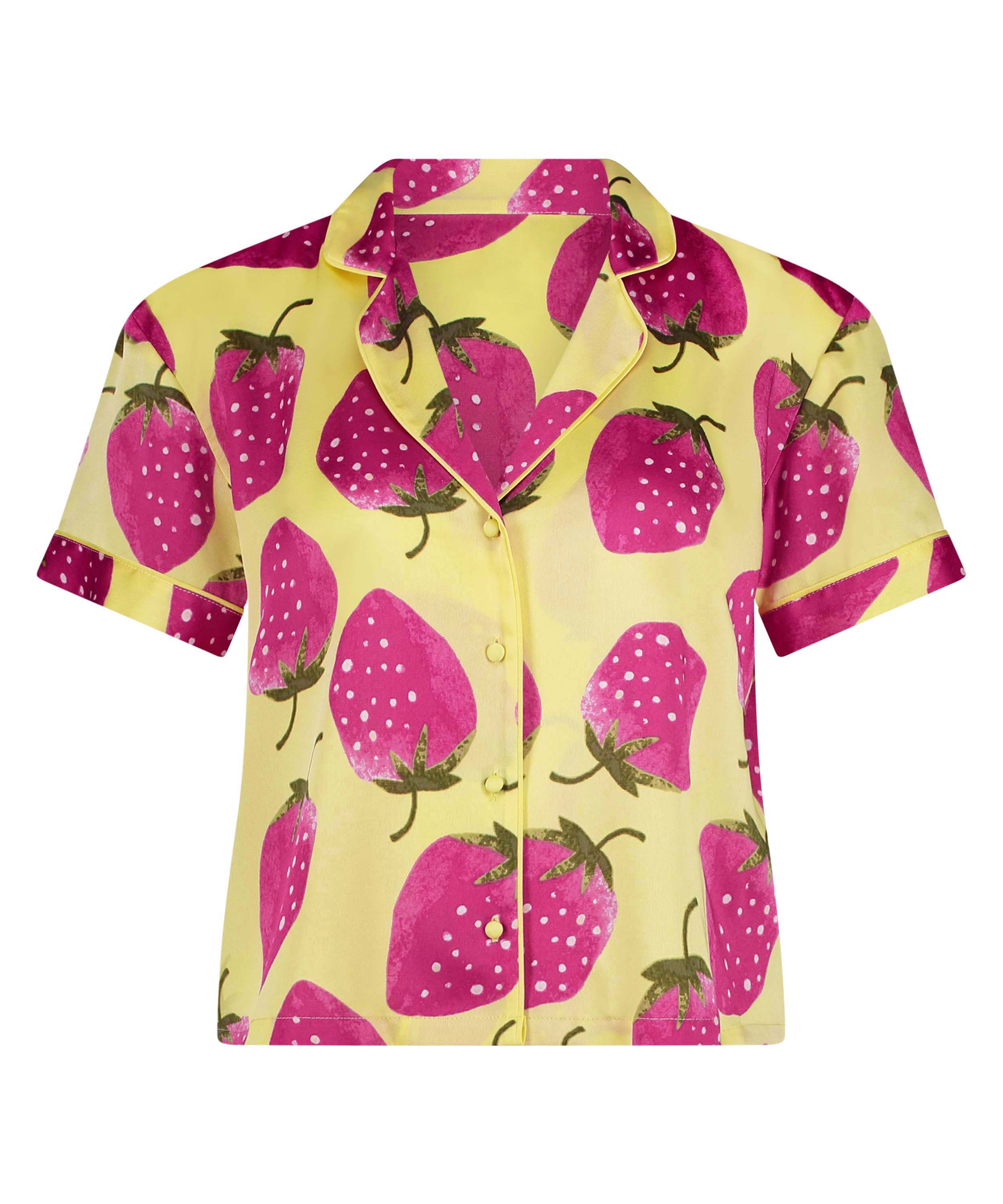 Veste à manches courtes en satin, Jaune, main