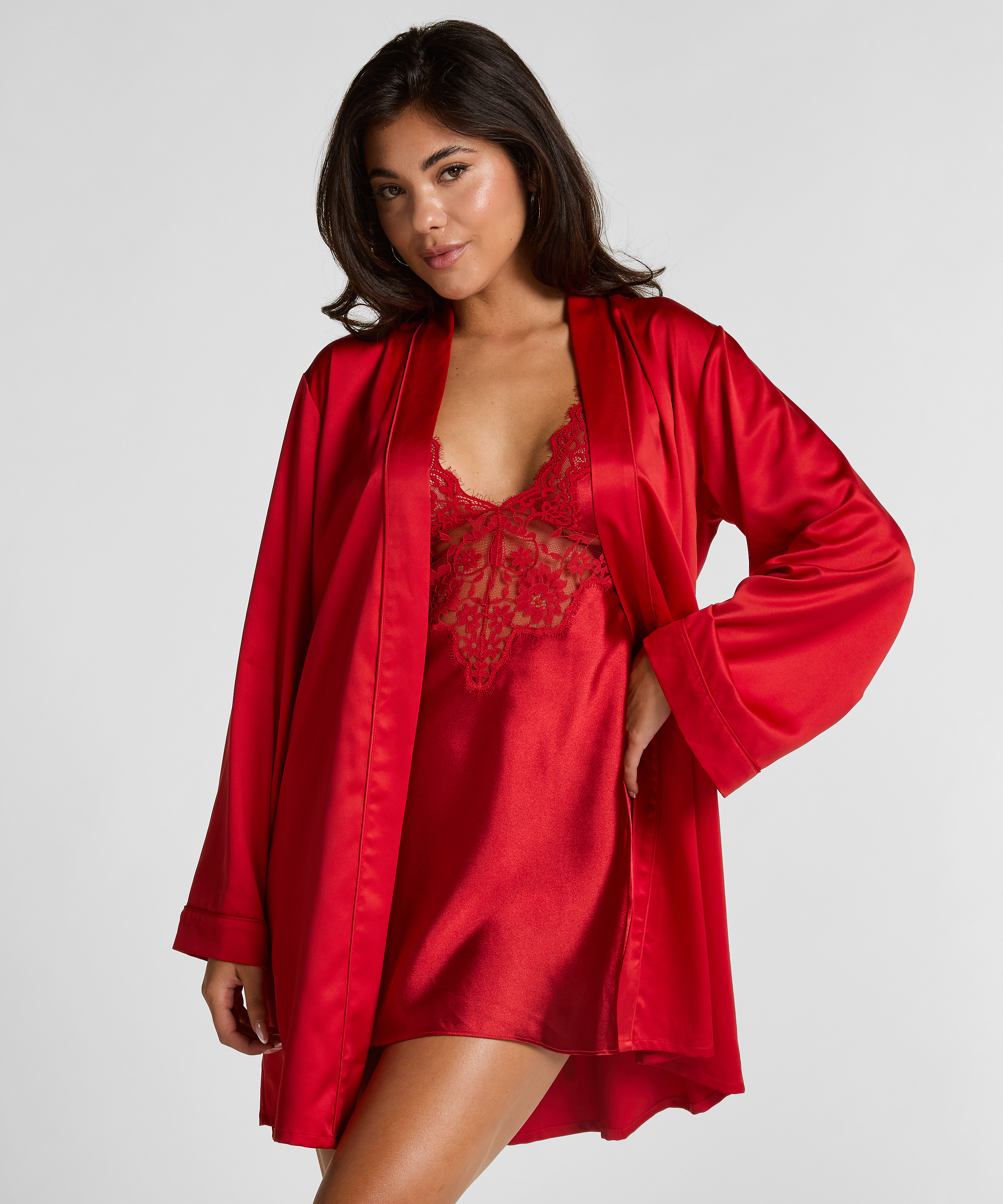 Kimono Satin, Rouge, main