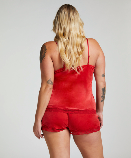 Short velours dentelle, Rouge