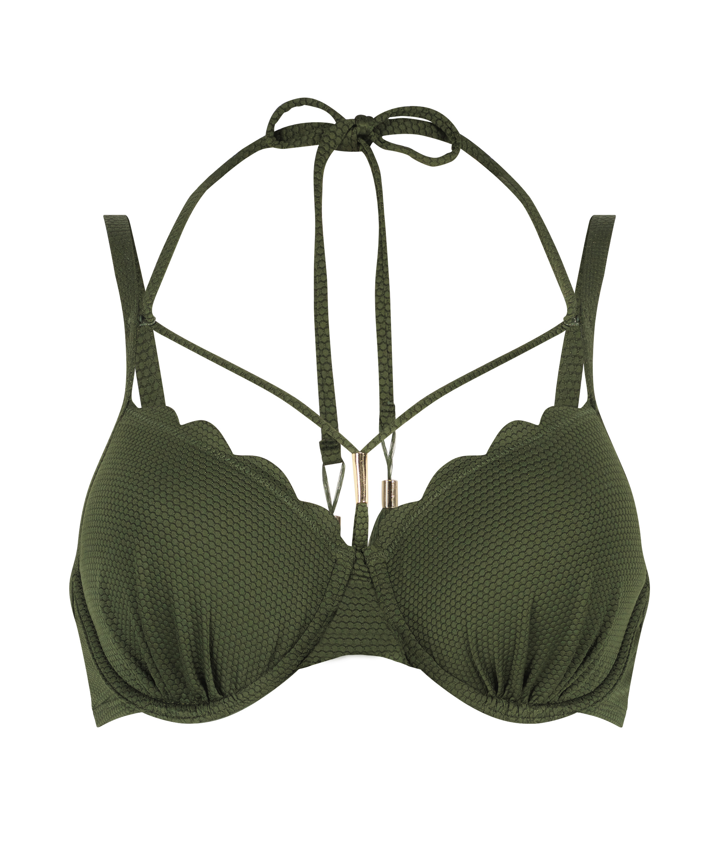 Haut de bikini préformé à armatures Scallop, Vert, main