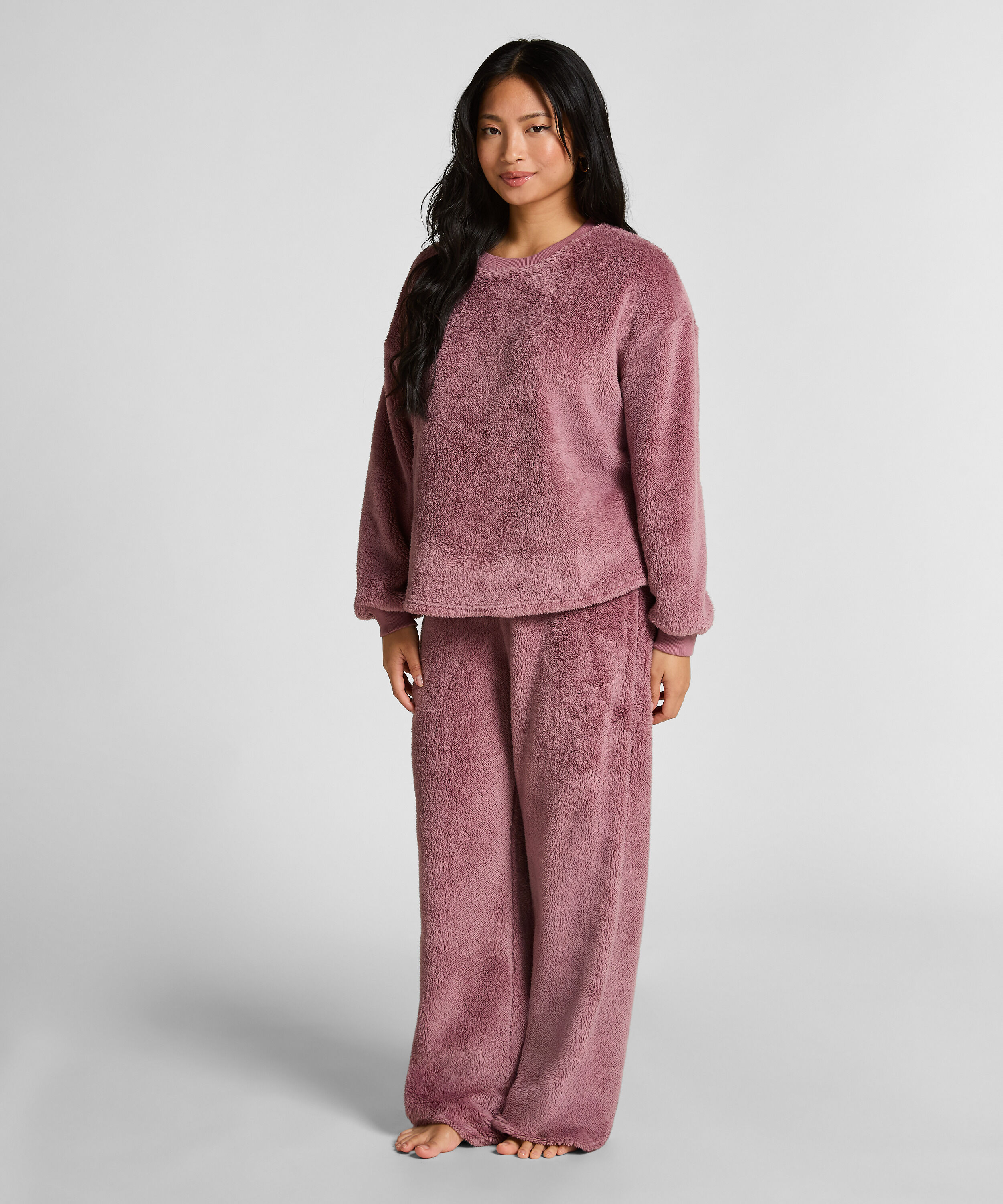 Top &agrave; manches longues Fluffy Fleece, Rose