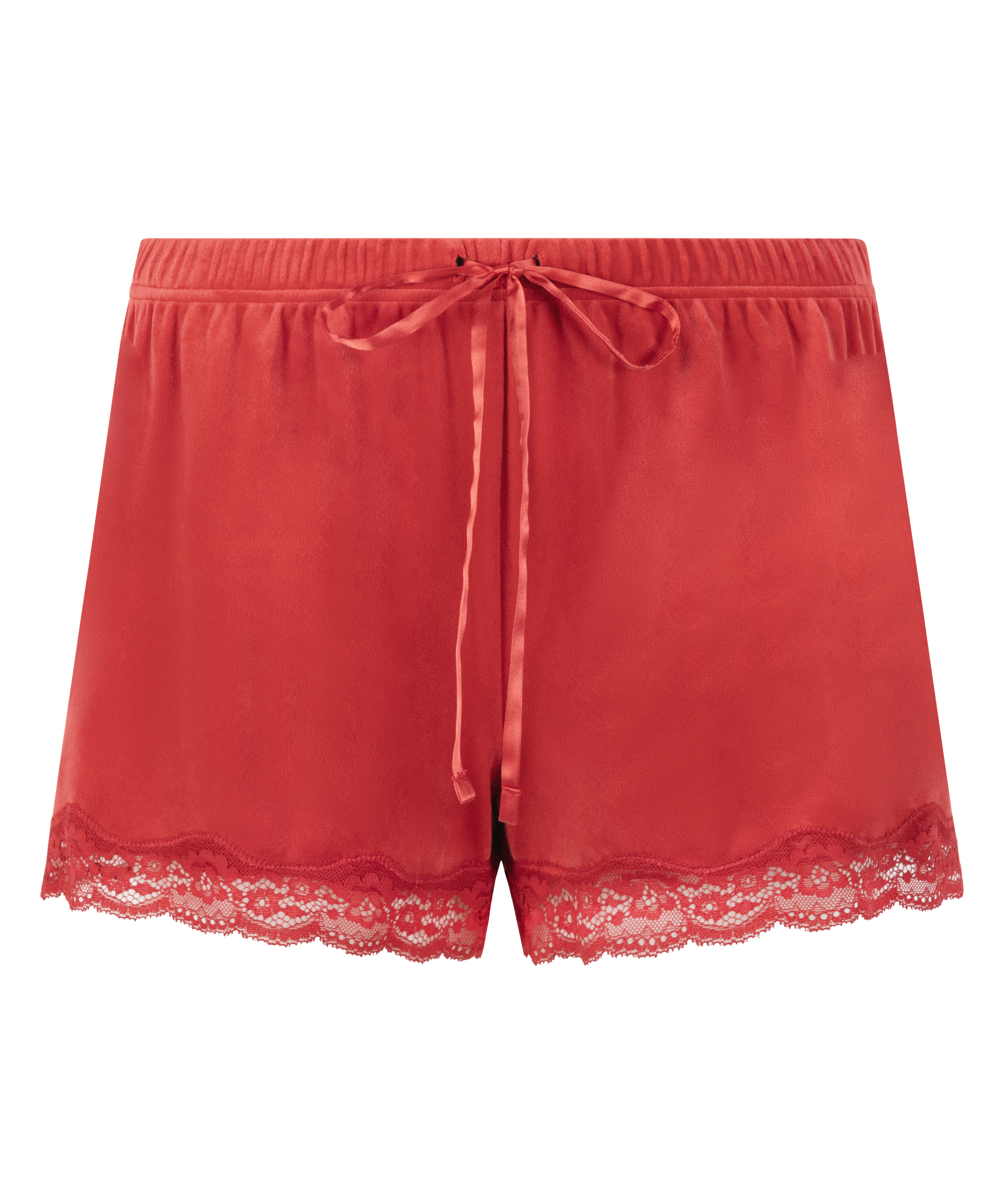 Short velours dentelle, Rouge, main
