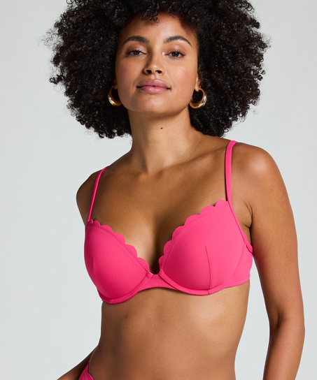 Haut de bikini à armatures à effet push-up préformé Scallop Taille A - E, Rose
